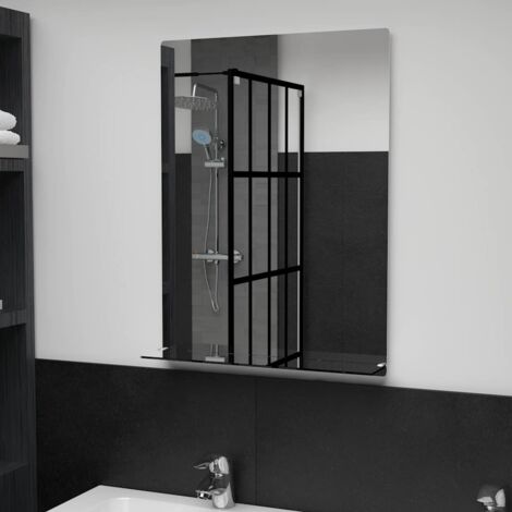 Espejo de pared con estante de vidrio templado 50x70 cm vidaXL