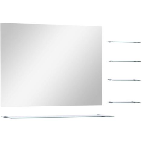 Espejo de pared con 5 estantes plateado 80x60 cm vidaXL