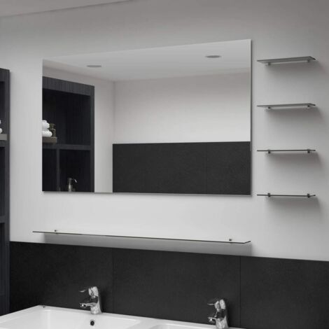 Espejo de pared con 5 estantes plateado 100x60 cm vidaXL
