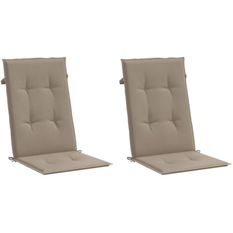 Cojín silla de jardín respaldo alto 2 uds tela taupé 120x50x3cm vidaXL