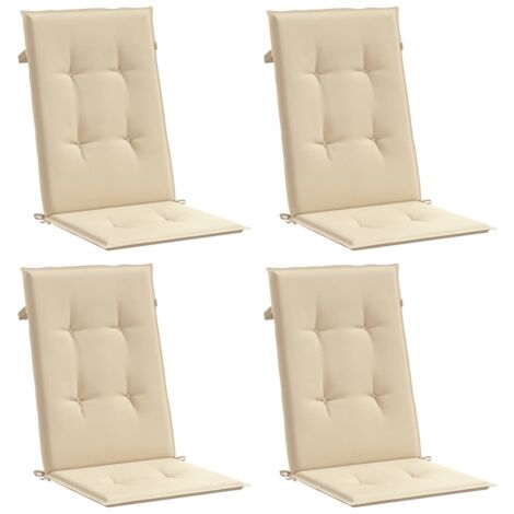 Cojín silla de jardín respaldo alto 4 uds tela beige 120x50x3cm vidaXL