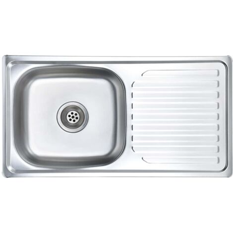 Fregadero de cocina con colador y sifón de acero inoxidable vidaXL