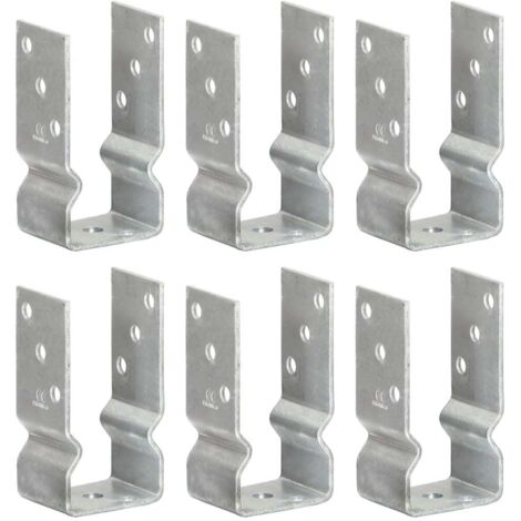 Anclajes de valla 6 uds acero galvanizado plateado 7x6x15 cm vidaXL (1/5)
