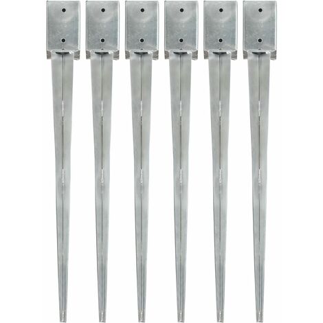 Picas de tierra 6 uds acero galvanizado plateado 9x9x90 cm vidaXL