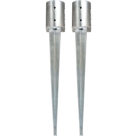 Picas de tierra 2 unidades acero galvanizado plateado 10x76 cm vidaXL