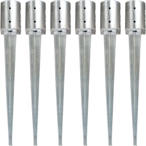 Picas de tierra 6 unidades acero galvanizado plateado 10x76 cm vidaXL