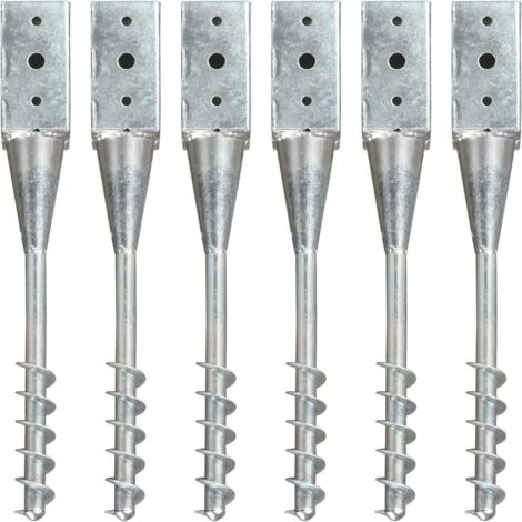 Picas de tierra 6 unidades acero galvanizado plateado 7x7x56 cm vidaXL