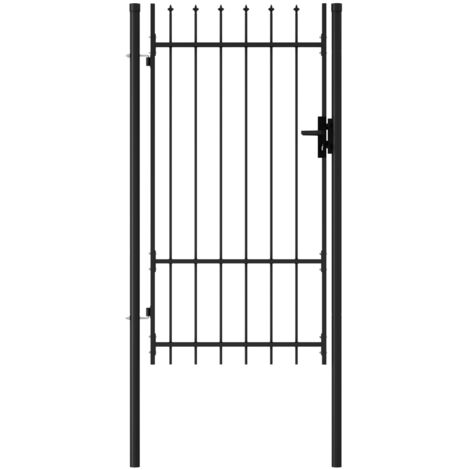 Cancela de valla con una puerta y puntas acero negro 1x1,75 m vidaXL