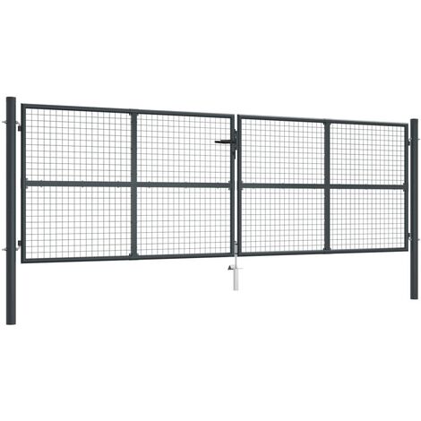 Puerta de jardín de malla de acero galvanizado 400 x 125 cm gris