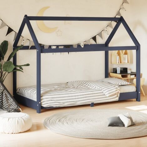 Estructura de cama infantil madera maciza pino gris 80x160 cm vidaXL