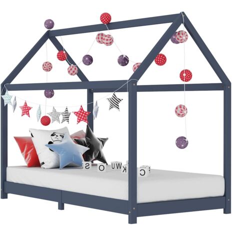 Estructura de cama infantil madera maciza pino gris 90x200 cm vidaXL