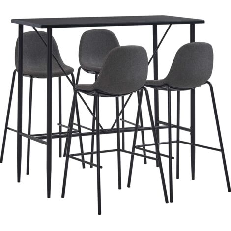 Juego de mesa alta y taburetes 5 piezas tela gris oscuro vidaXL