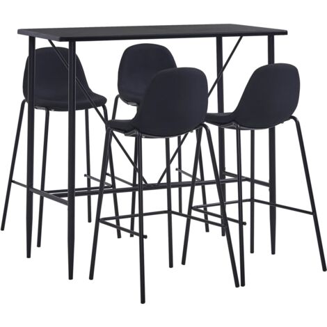 Juego de mesa alta y taburetes 5 piezas tela negra vidaXL