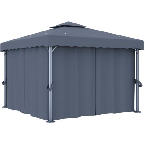 Cenador con cortina gris antracita aluminio 3x3 m vidaXL (1/5)