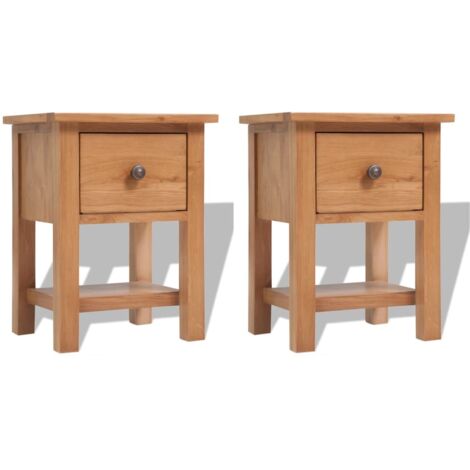 Mesitas de noche 2 unidades madera maciza de roble 36x30x47 cm vidaXL (1/6)