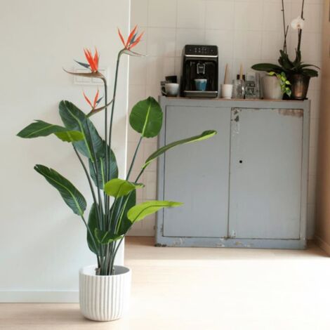 Planta artificial Strelitzia con maceta y flores 120 cm Emerald