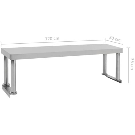 Estante para mesa de trabajo de acero inoxidable 120x30x35 cm vidaXL