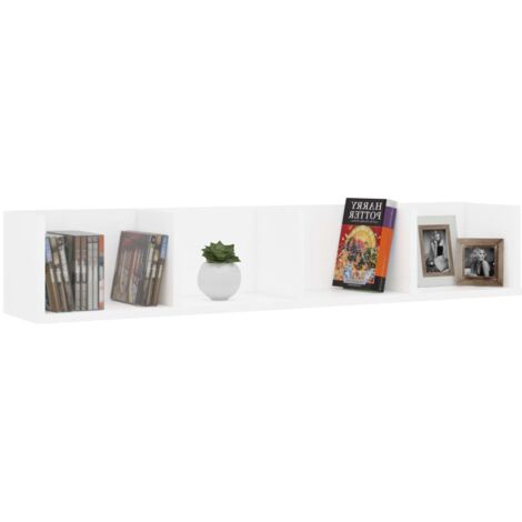 Estante de pared para CD contrachapada blanco 100x18x18 cm vidaXL