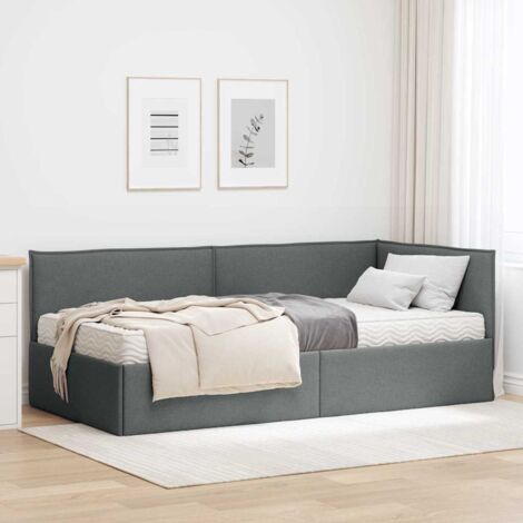 Estructura de Cama Esquina con Colchón 2 pcs Gris Terciopelo vidaXL (1/5)