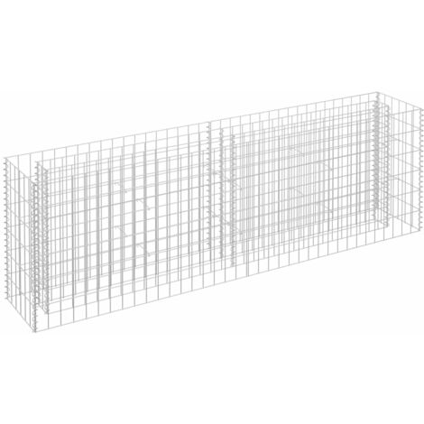 Cesta de cama de flores altas/canasta de gabión 180x30x60 cm de acero galvanizado