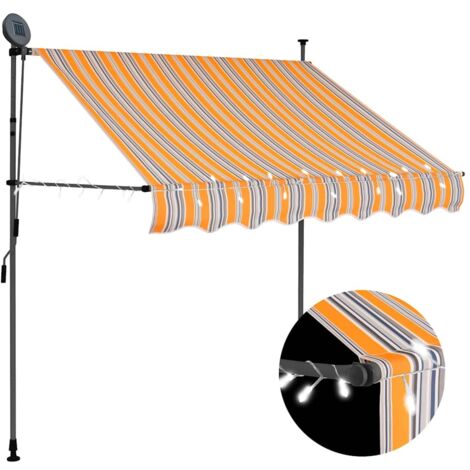 Toldo manual retráctil con LED amarillo y azul 200 cm vidaXL