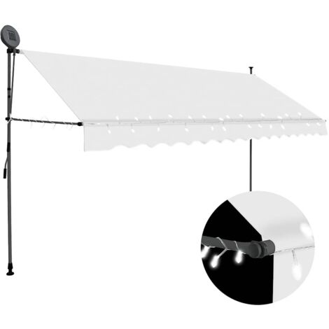 Toldo manual retráctil con LED crema 400 cm vidaXL