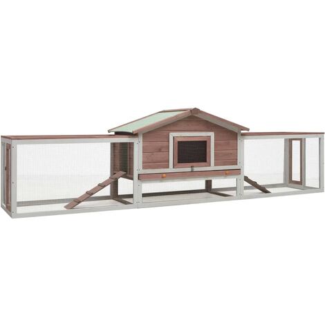Conejera madera maciza pino y abeto color moca 310x70x87 cm vidaXL