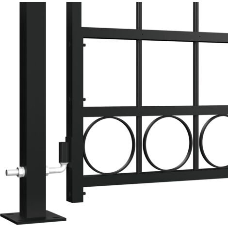 Puerta de valla con arco y 2 postes negra 105x204 cm vidaXL