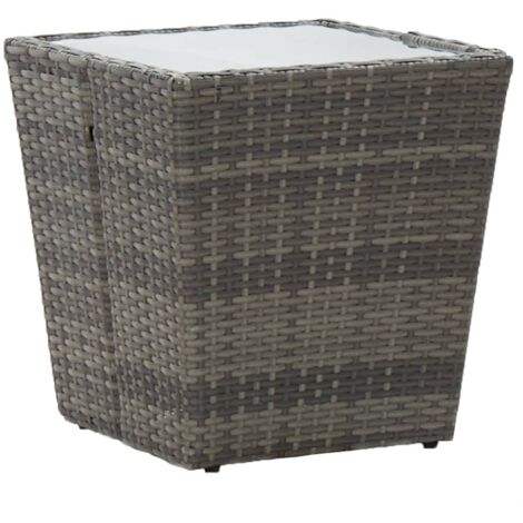 Mesa de centro ratán PE y vidrio templado gris 41,5x41,5x43 cm vidaXL (1/5)