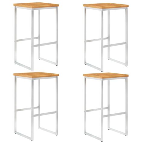 Taburetes de bar 4 uds madera maciza acacia y acero inoxidable vidaXL (1/5)
