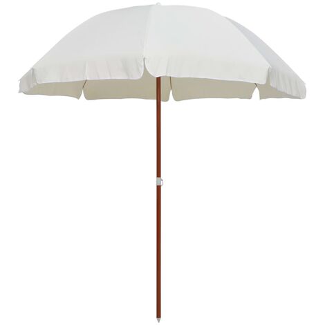 Sombrilla con palo de acero blanco arena 240 cm vidaXL