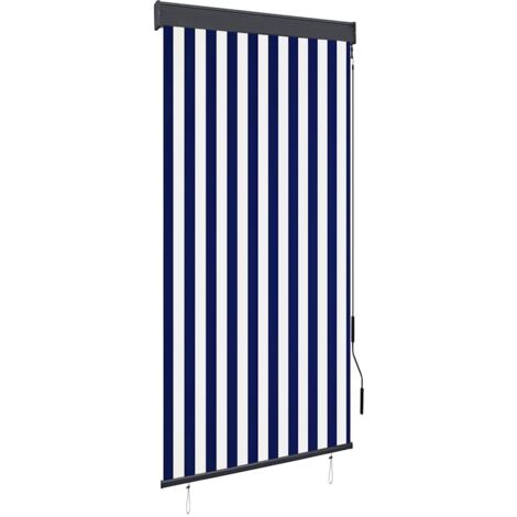 Estor enrollable de exterior azul y blanco 100x250 cm vidaXL