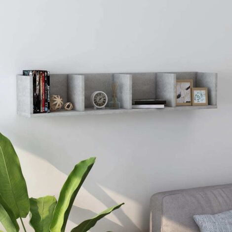 Estante de pared para CD contrachapada hormigón 100x18x18 cm vidaXL
