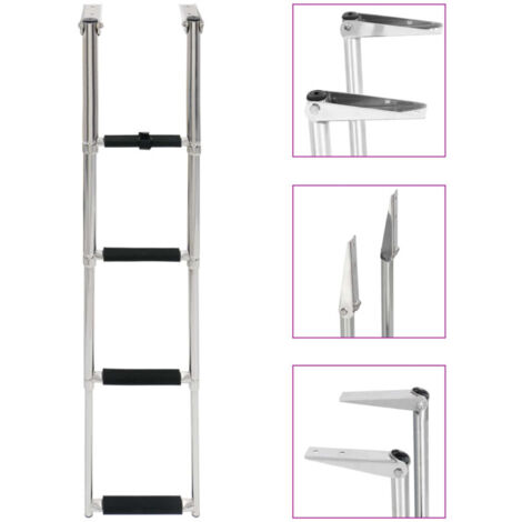 Escalera de embarque plegable 4 peldaños acero inoxidable vidaXL