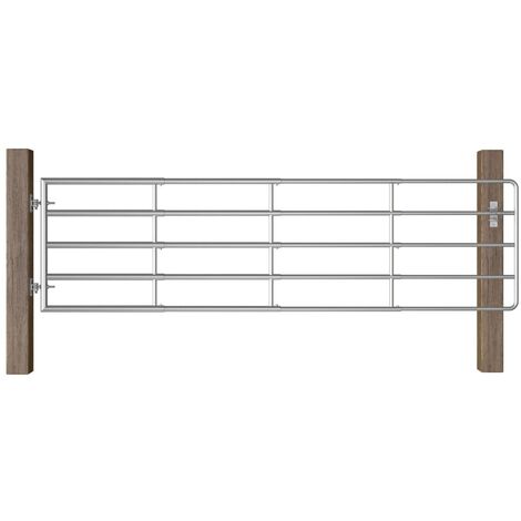 Cancela de 5 barras para campo acero plateado (115-300)x90 cm vidaXL