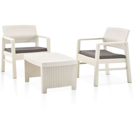 Juego de muebles de jardín 3 piezas plástico blanco vidaXL (1/5)