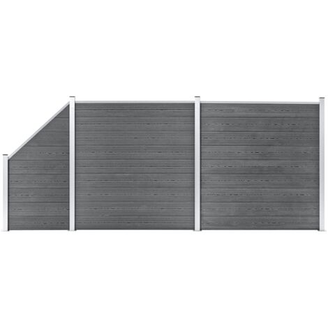 Set de vallas 2 cuadradas + 1 oblicua WPC gris 446x186 cm vidaXL