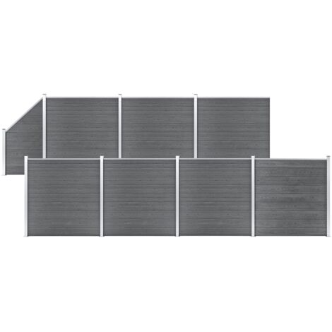 Set de valla 7 cuadradas + 1 oblicua WPC gris 1311x186 cm vidaXL