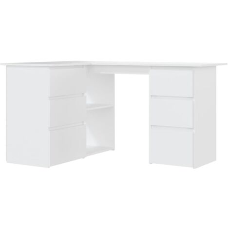 Escritorio de esquina madera contrachapada blanco 145x100x76 cm vidaXL