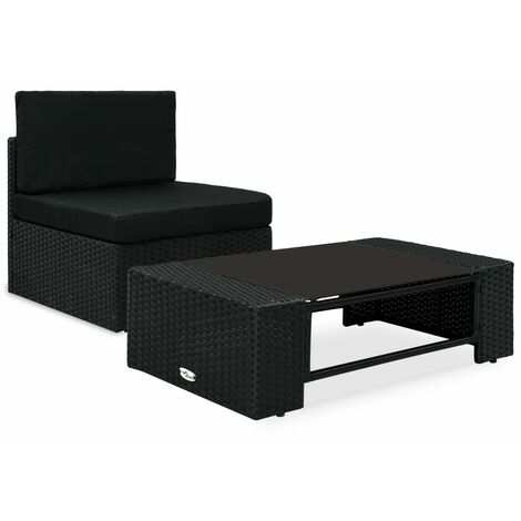 Juego de muebles de jardín 2 piezas ratán sintético negro vidaXL (1/5)