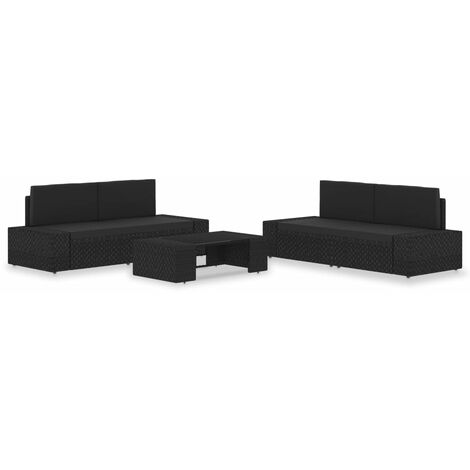 Juego de muebles de jardín 5 piezas ratán sintético negro vidaXL (1/5)