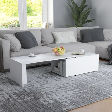 Mesa de centro madera contrachapada blanco 150x50x35 cm vidaXL