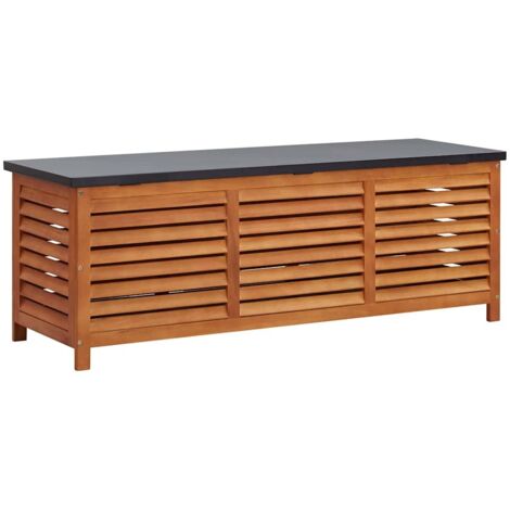 Caja de almacenaje jardín madera maciza eucalipto 150x50x55 cm vidaXL