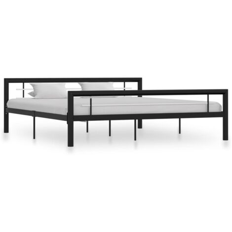 Estructura de cama sin colchón metal blanco y negro 180x200 cm vidaXL (1/5)