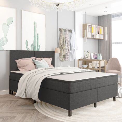 Estructura de cama Box Spring sin colchón tela gris 180x200 cm vidaXL