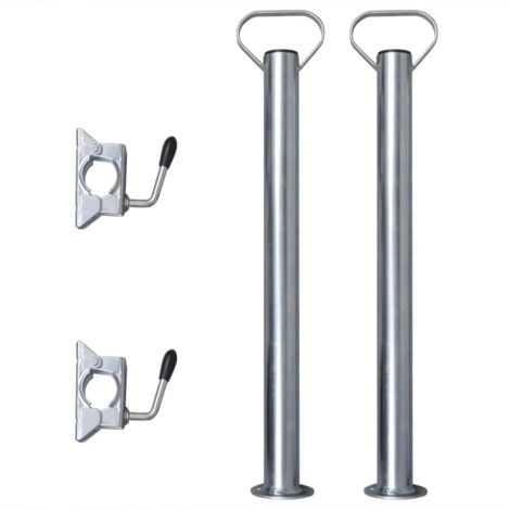 2 tubos de soporte con 2 abrazaderas para rueda jockey de 48 mm vidaXL