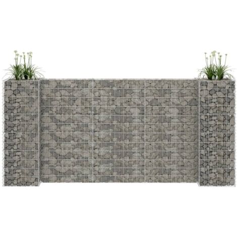Jardinera de gaviones forma de H alambre de acero 260x40x120 cm vidaXL
