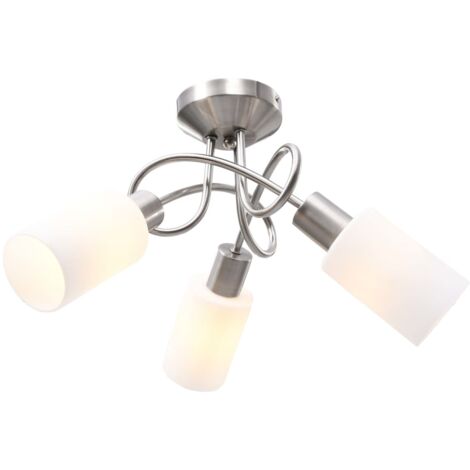 Lámpara de techo pantallas cerámica cono blanco 3 bombillas E14 vidaXL