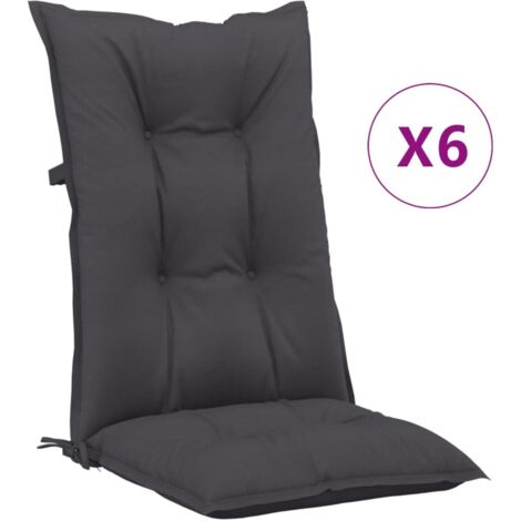 Cojín silla de jardín respaldo alto 6 uds tela gris 120x50x7 cm vidaXL (1/5)
