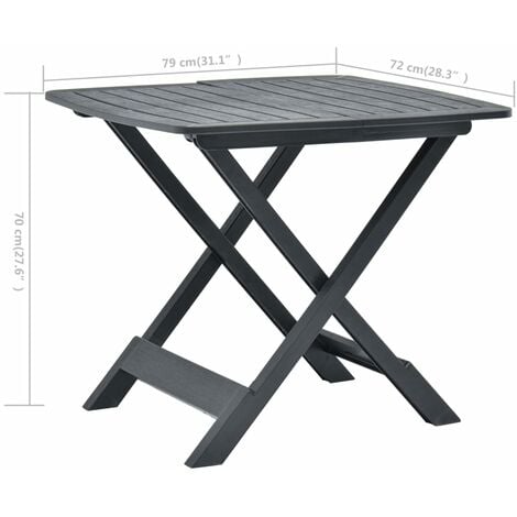 Mesa de jardín plegable de plástico gris antracita 79x72x70 cm vidaXL